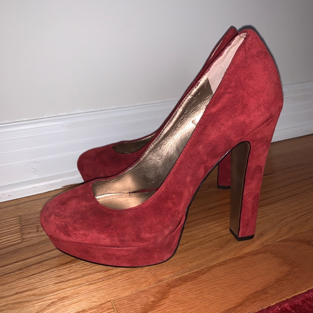 RED PLATFORM HEELS